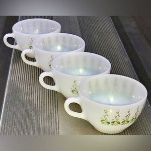 Vintage Mid Century Modern (set of 4) TERMO REY BRAZIL Milk Glass Pyrex Teacups